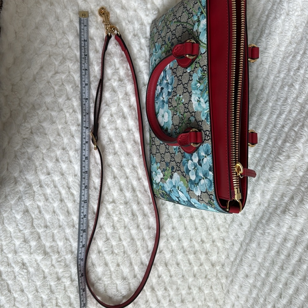 Gucci Blooms GG Floral Supreme Canvas Leather Handbag-546316-Authentic-NWT - Picture 15 of 16